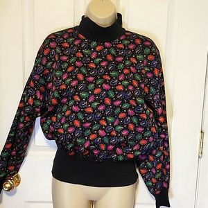 Vintage Diane Von Furstenberg  80s feather graphic turtleneck top 6
